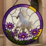 Custom Horse Portrait Suncatcher – Personalised Acrylic Rainbow Window Decoration