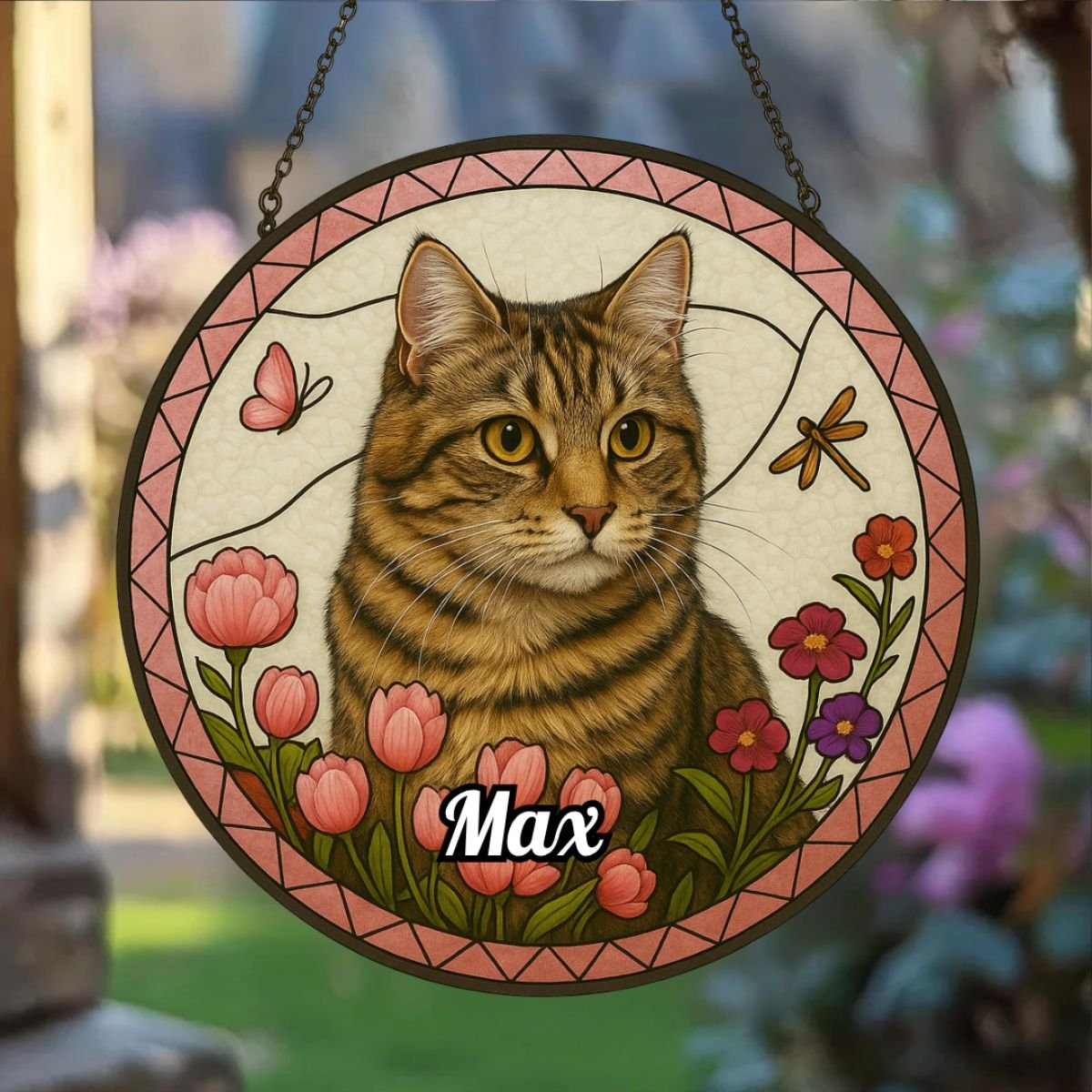 Custom Cat Pet Portrait Suncatcher – Personalised Acrylic Rainbow Window Decoration - Image 4