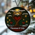 Personalised Christmas Couple Suncatcher – Festive Acrylic Rainbow Window Decoration