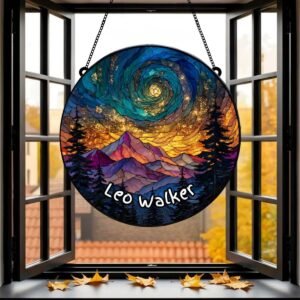 Mountain Range Aurora Suncatcher – Acrylic Rainbow Window Decoration
