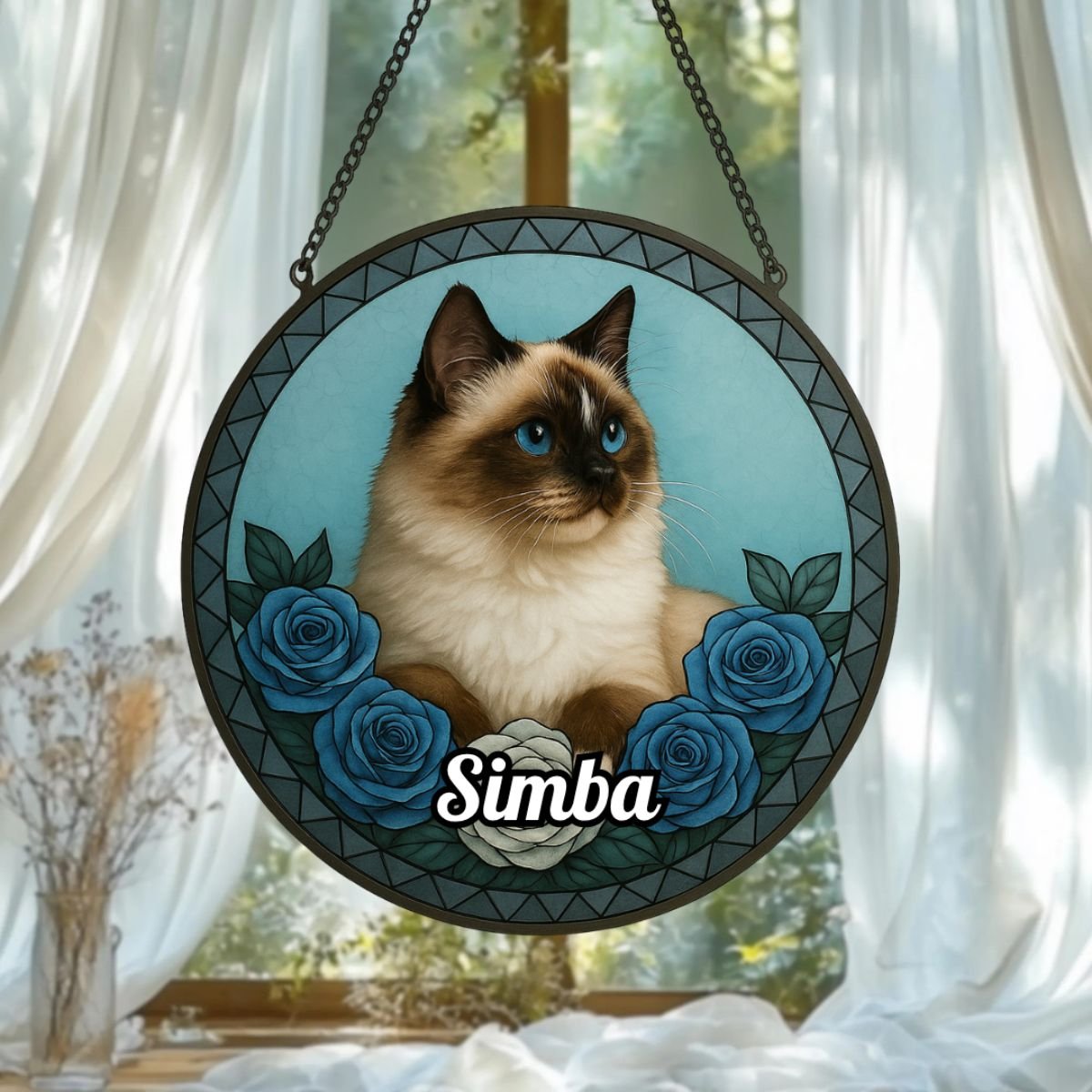 Custom Cat Pet Portrait Suncatcher – Personalised Acrylic Rainbow Window Decoration - Image 12