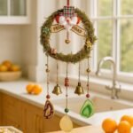 Christmas Wreath Suncatcher with Bells – Festive Acrylic Rainbow Window Decoration
