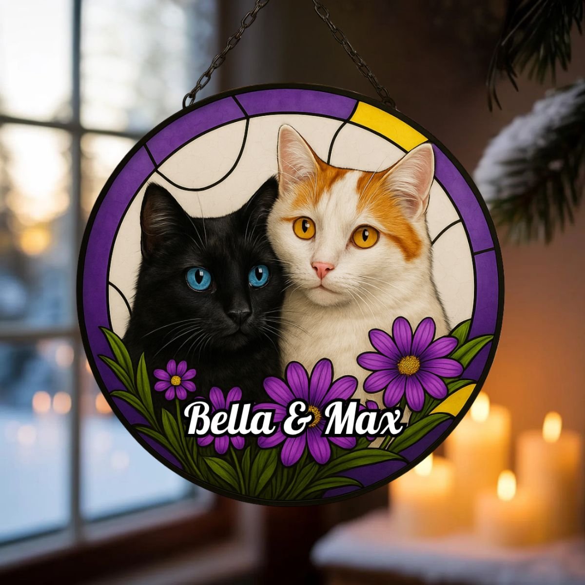 Custom Cat Pet Portrait Suncatcher – Personalised Acrylic Rainbow Window Decoration - Image 11