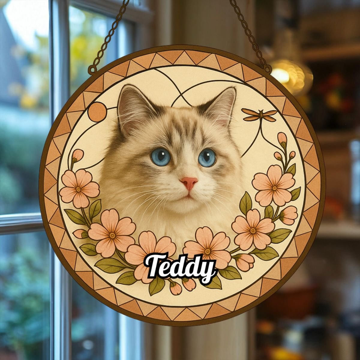 Custom Cat Pet Portrait Suncatcher – Personalised Acrylic Rainbow Window Decoration - Image 9