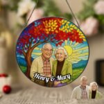 Custom Grandpa Grandma Photo Couple Memorial Suncatcher – Personalised Acrylic Rainbow Keepsake