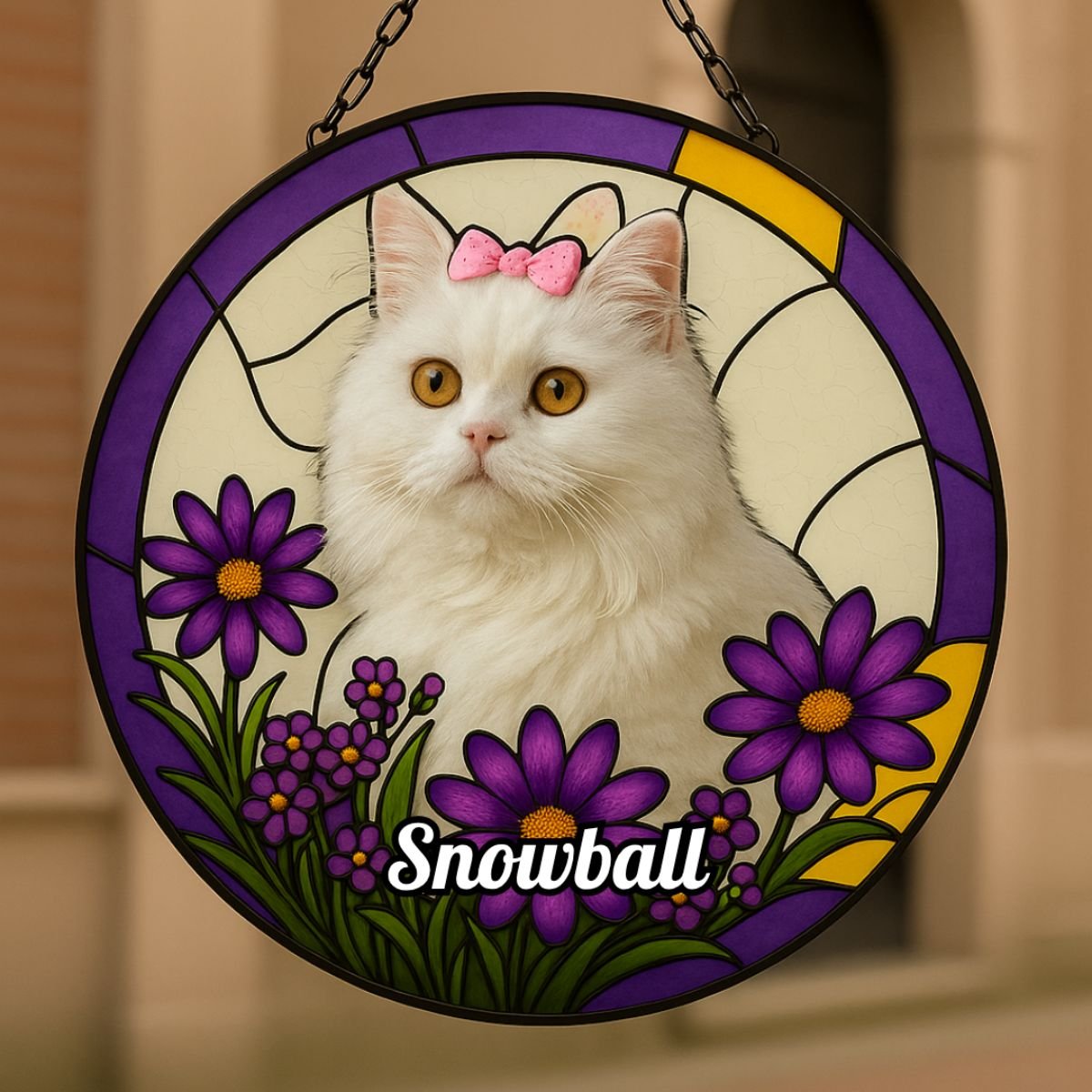 Custom Cat Pet Portrait Suncatcher – Personalised Acrylic Rainbow Window Decoration