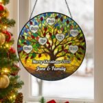Personalised Family Tree Suncatcher – Custom Acrylic Rainbow Window Decoration